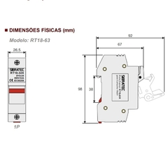 Seccionadora Unipolar 14x51 C/ Fusível 50A gG 500Vca - Eletrotécnica Vera Cruz