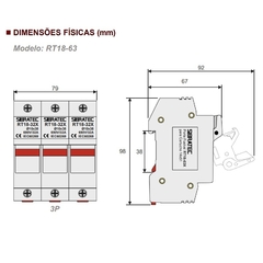 Seccionadora Tripolar 14x51 C/ Fusíveis 50A gG 500Vca - Eletrotécnica Vera Cruz