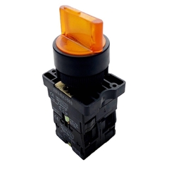 Comutador Iluminado 3 Posições Fixas NA+NA Amarelo 24Vcc/Vca