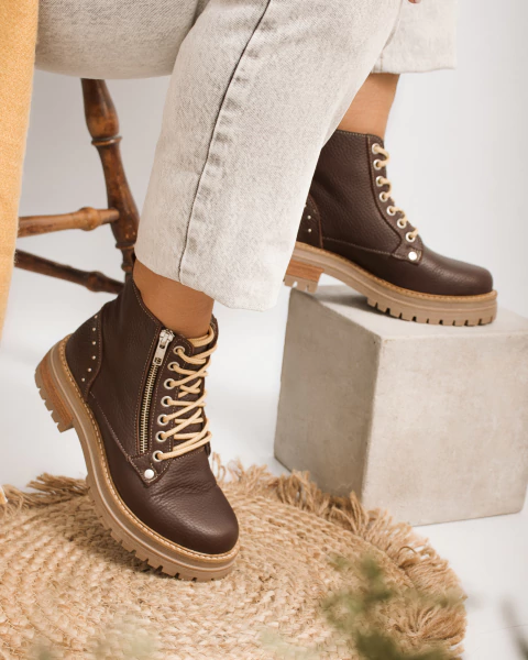 Borcegos de cuero Cracovia Marron - comprar online