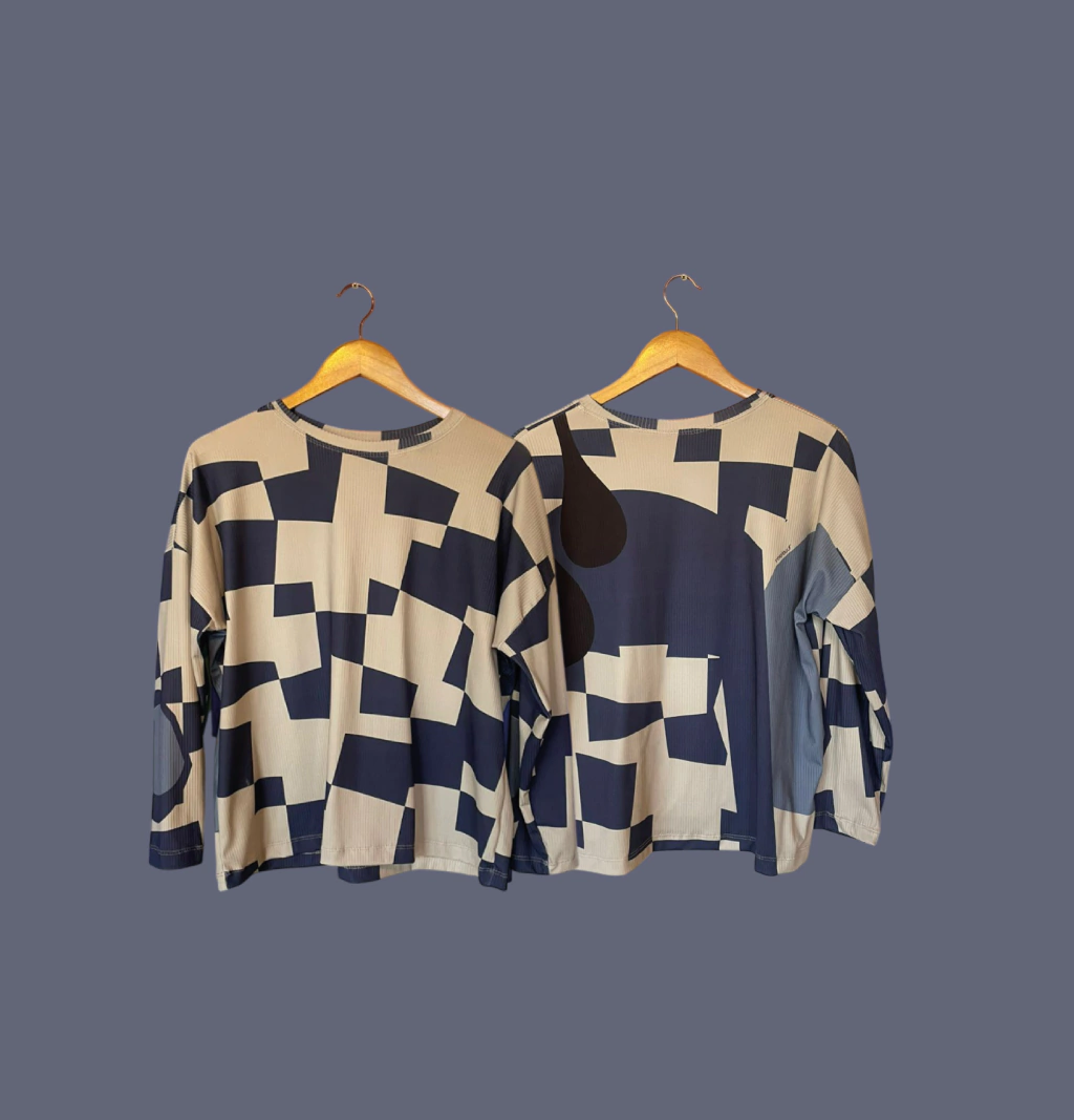 Remera Goya - Cuadros Azul Marino