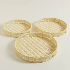 SET X 3 BANDEJAS REDONDAS DE PP BEIGE 36/32/28 CM en internet