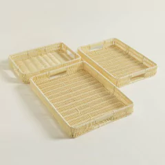 SET X 3 BANDEJAS RECT DE PP BEIGE 31X21 / 35X25 / 39X30 CM