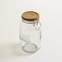 FRASCO HERMETICO CIERRE COBRE TAPA MADERA OLD FASHION 3000ML - comprar online