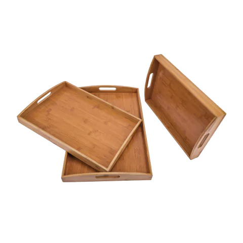 Set de 3 bandejas de bambú