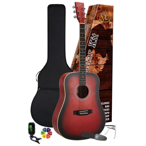 SX SD104K. Pack guitarra acústica dreadnought con accesorios. Empezá a tocar hoy - TecnoWestune Store