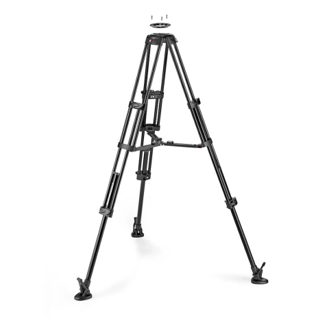 Manfrotto MVTTWINMAUS. Trípode de video profesional de aluminio con patas dobles, cuenco de 100/75 mm y separador central