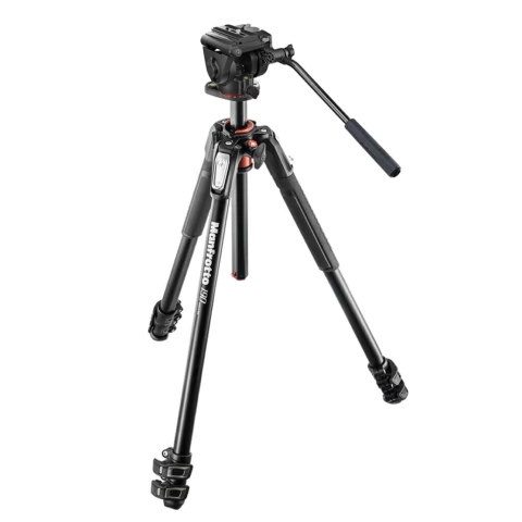 Manfrotto 190XPRO3 + MVH500XAH. Trípode de video con cabezal fluido. Control híbrido foto y video