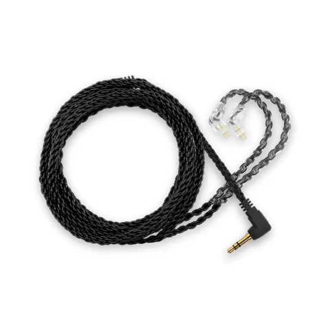 Cable de actualización CTM 8 hilos trenzados en negro con conector minijack de 3,5 mm y conectores transparentes de 2 pines para auriculares In-Ear Monitor