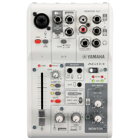 Yamaha AG03MK2. Mixer de 3 canales con interfaz USB. Streaming y audio profesional - TecnoWestune Store
