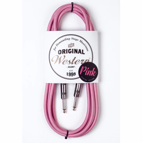 WESTERN Cable Plug Plug Ts Guitarra Bajo Western 3m Recto Tela Rosa