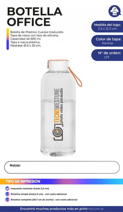 Botella Plástica TECNOWESTUNE - 800ml -