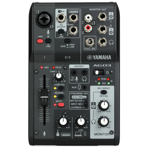 Yamaha AG03MK2. Mixer de 3 canales con interfaz USB. Streaming y audio profesional en internet