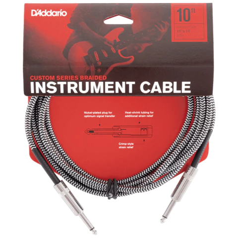D'Addario PW-BG. Cable plug-plug de tela trenzada. Señal clara y construcción resistente - TecnoWestune Store
