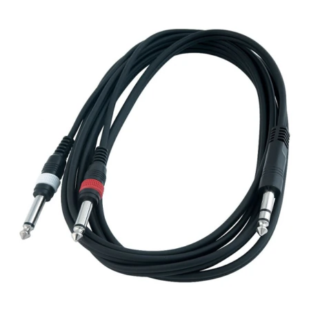 Warwick RCL 209200 D4. Plug Estéreo 6,5 mm a 2 Plugs Mono. Cable insert negro para audio profesional - comprar online