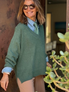 Sweater Merino V Verde - linda canaria