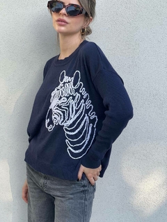 Sweater Cebra blue - tienda online