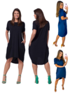 vestido soltinho manga curta mullet com bolsos preto