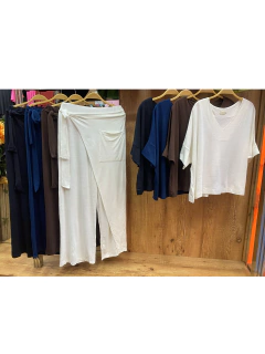 conjunto feminino social calça envelope blusa gola v manga curta 