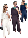 conjunto feminino calça envelope e blusa gola V 