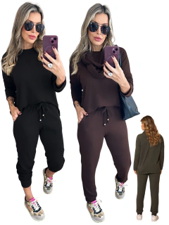 conjunto feminino calça e blusa manga longa de frio  lanzinha tênis 