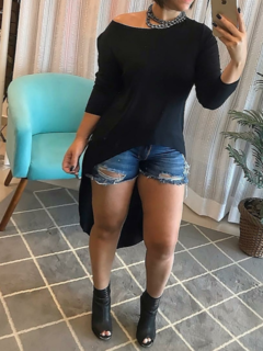 blusa feminina manga longa mullet 