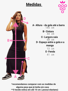 vestido longo regata com fendas laterais e gola média preto