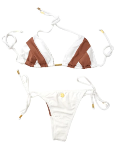 biquíni branco com bojo removível calcinha de amarrar