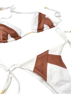 biquíni branco com bojo removível calcinha de amarrar