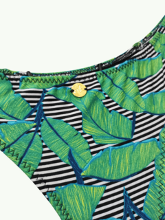 biquíni verde estampado calcinha fechada aro de sustentação