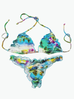  biquíni ripple empina bumbum colorido com estampas vibrantes em tons de azul, verde e rosa