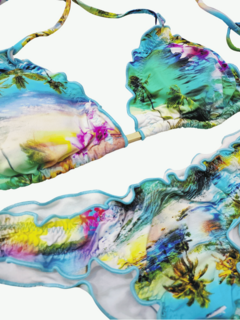  biquíni ripple empina bumbum colorido com estampas vibrantes em tons de azul, verde e rosa