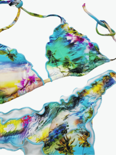  biquíni ripple empina bumbum colorido com estampas vibrantes em tons de azul, verde e rosa