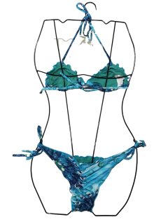 biquíni estampado azul bojo removível calcinha empina bumbum de amarrar 