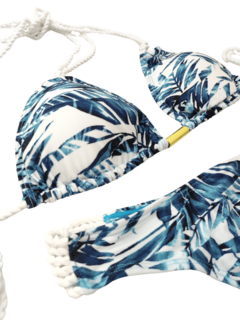 biquíni estampado azul e branco calcinha fechada bojo removível 