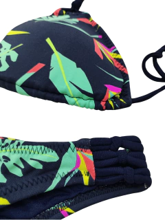 biquíni estampado azul marinho calcinha fechada bojo removível 