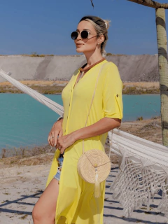 chemise camisa feminina viscolinho saída de praia com botões 