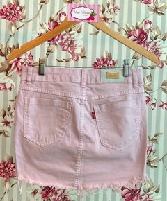 saia jeans rosa 