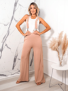 salopete jardineira feminina calça flare com bolsos em moletinho 