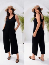 macacão feminino regata calça pantacourt decote costas preto 