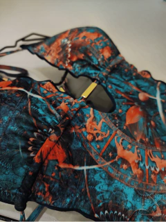 maiô engana mamãe estampado ripple bojo removível empina bumbum