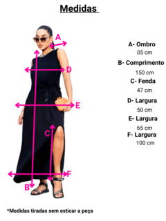 vestido longo regata com bolsos fenda na parte da frente e cordão de ajuste na cintura preto 