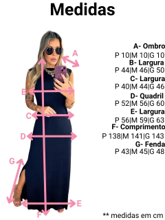 vestido longo regata com fendas laterais preto em malha premium egola média 