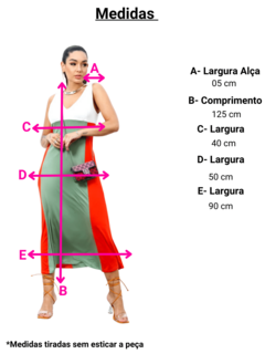 vestido regata gola v comprimento midi em três cores: laranja, verde e offwhite com bolsos 