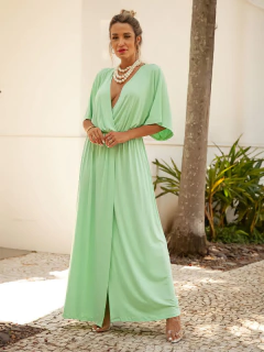 vestido longo verde lima