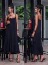 vestido preto midi soltinho com alcinha com babado 
