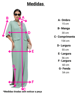 vestido longo com fendas laterais manga curta e bolsos gola v verde