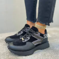 Zapatilla acordonada combinada con gamuza en internet