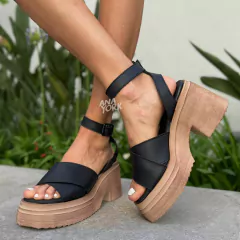 Sandalia de cuero base eva doble plataforma - tienda online