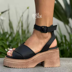 Sandalia de cuero base eva doble plataforma - comprar online
